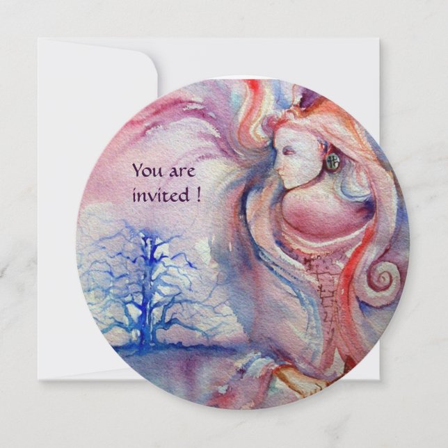 Invitación AVALON Magia y Misterio rosa suave azul blanco (Anverso)