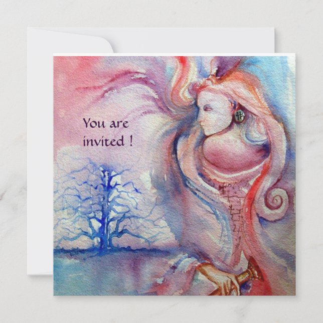 Invitación AVALON Magia y Misterio rosa suave azul blanco (Anverso)