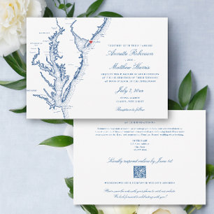 Invitación Avalon NJ código QR completo en uno Boda RSVP