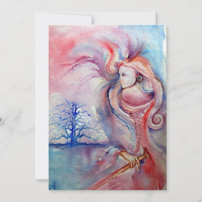 Invitación AVALON, rosa suave morado azul (Anverso)