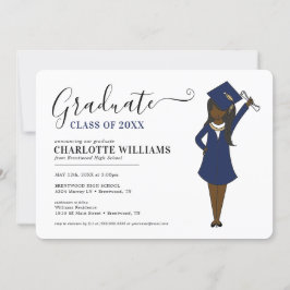 Invitación Avatar Chica personalizable | Graduación en la esc