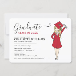 Invitación Avatar Chica personalizable | Graduación en la esc