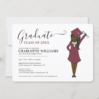 Invitación Avatar Chica personalizable | Graduación en la esc