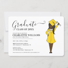 Invitación Avatar Chica personalizable | Graduación en la esc