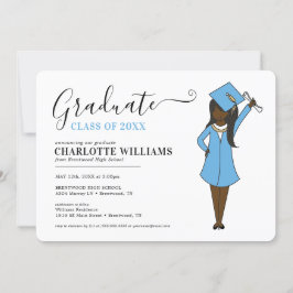 Invitación Avatar Chica personalizable | Graduación en la esc