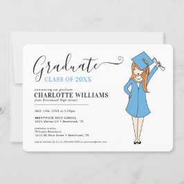 Invitación Avatar Chica personalizable | Graduación en la esc