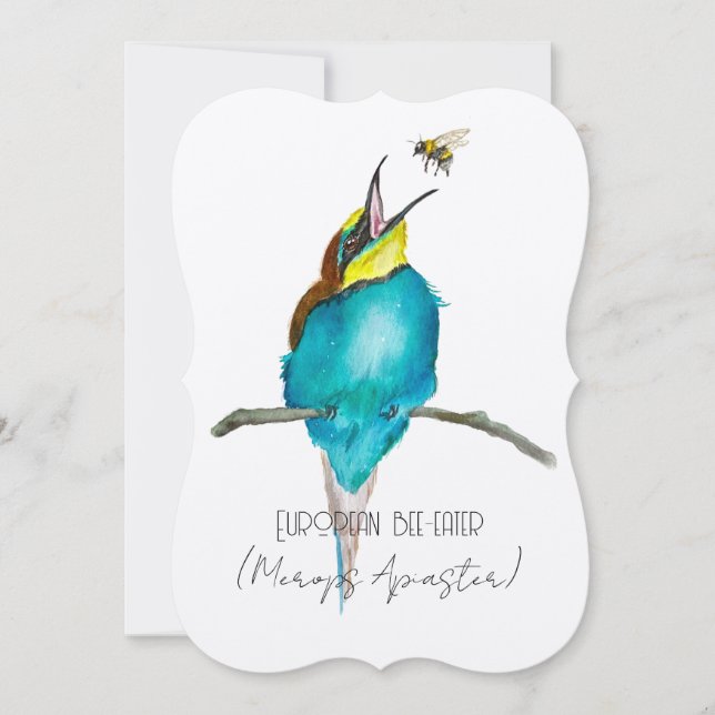 Invitación Ave acuarela (apicultor europeo) (Anverso)