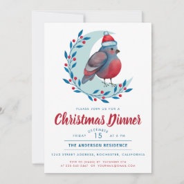 Invitación Ave acuarela en Navidades de la luna Fiesta de cen