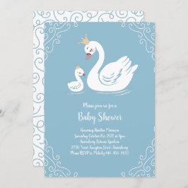 Invitación Ave Baby Shower de cisne azul con corona