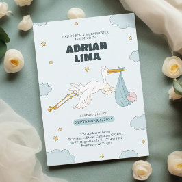 Invitación Ave cargando a un chico lindo es un chico