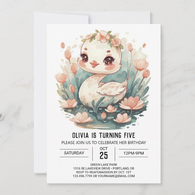 Invitación Ave de cisne encantada (Anverso)
