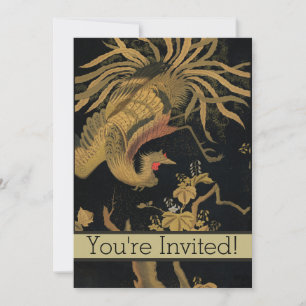 Invitación Ave dorado Antídoto clásico japonés