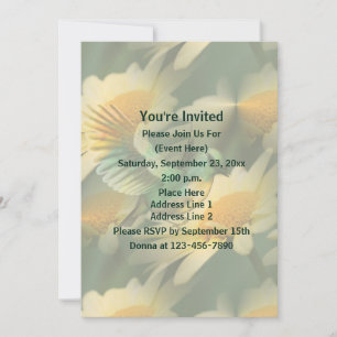 Invitación Ave Fantasía En El Fiesta Floral De Daisies