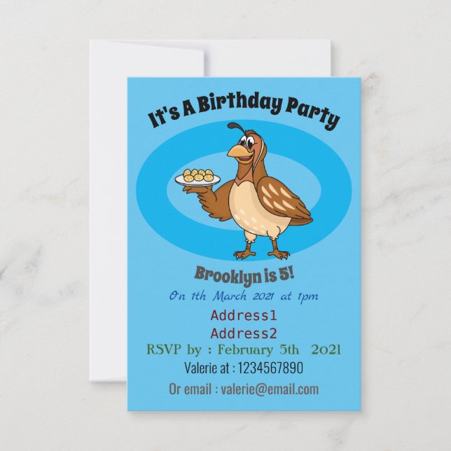 Invitación Ave feliz con personalizado de huevos (Anverso)