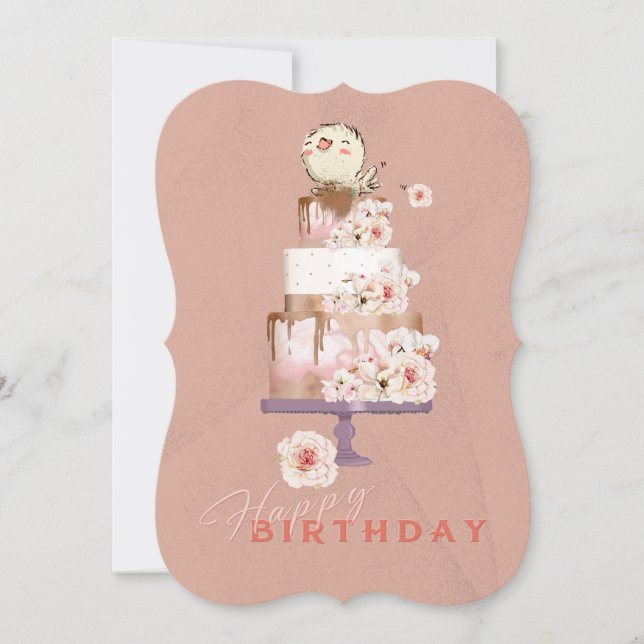 Invitación Ave feliz cumpleaños (Anverso)