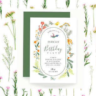 Invitación Ave floral estética cumpleaños