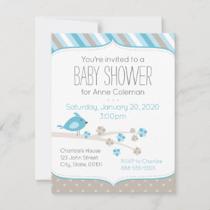 Invitación Ave invitada de Baby Shower en un tema de bifurcac