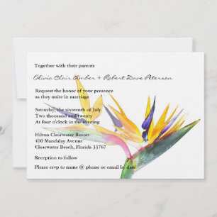 Invitación Ave simple y elegante del Boda floral del paraíso