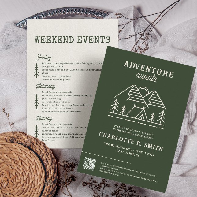 Invitación Aventura a la Bachelorette de Campamento Simple Mo (Subido por el creador)