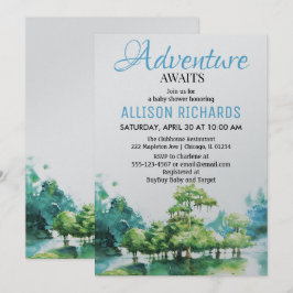 Invitación Aventura a la ducha de bebé de agua del bosque