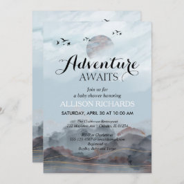 Invitación Aventura a la ducha de bebé en un bosque rústico 