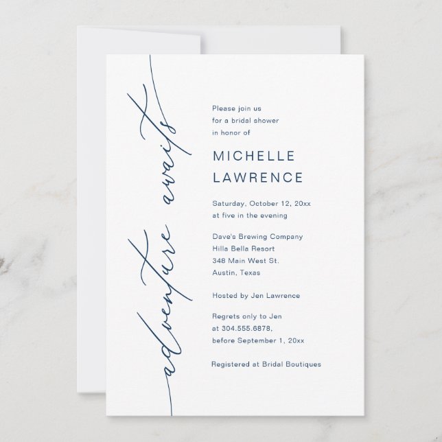 Invitación Aventura a la espera, Fiesta de la cena de la duch (Anverso)