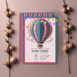 Invitación Aventura a la fiesta Baby Shower rosa azul