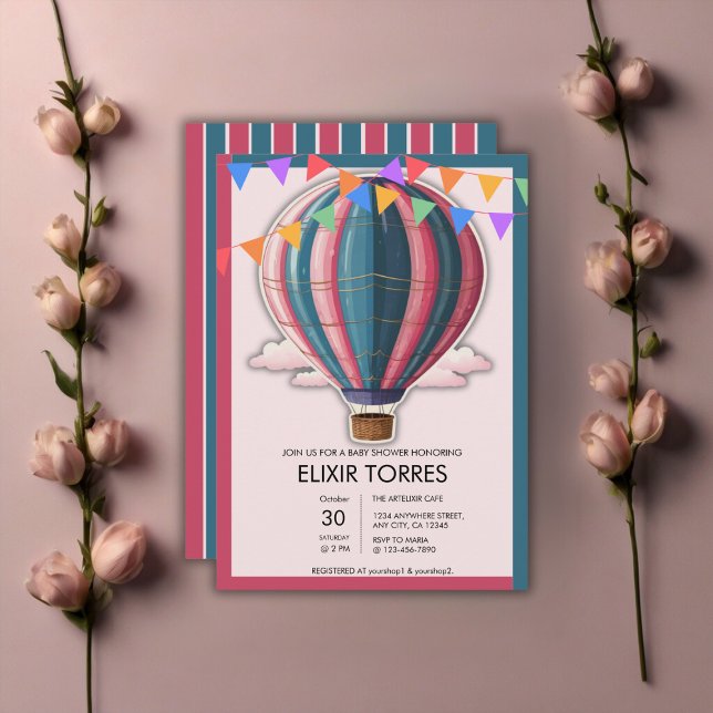 Invitación Aventura a la fiesta Baby Shower rosa azul (Subido por el creador)