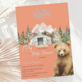 Invitación Aventura a la montaña Naranja quemada Baby Shower