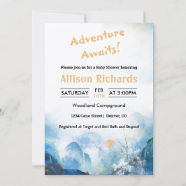 Invitación Aventura a la montaña paisaje ducha de bebé