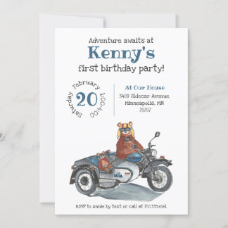 Invitación Aventura a la Motocicleta Niños Cumpleaños