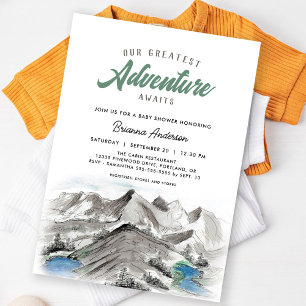 Invitación Aventura a las montañas Baby Shower Forest