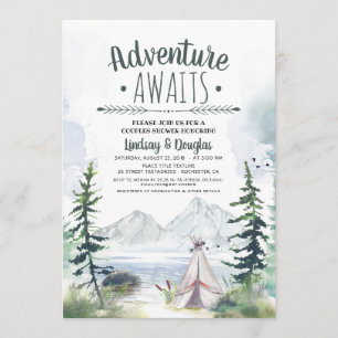 Invitación Aventura a las montañas Camping Parejas Ducha
