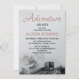 Invitación Aventura a las montañas viajar ducha bebé