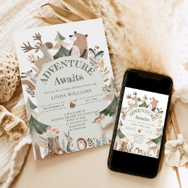 Invitación Aventura a los animales de Woodland Arch Baby Duch