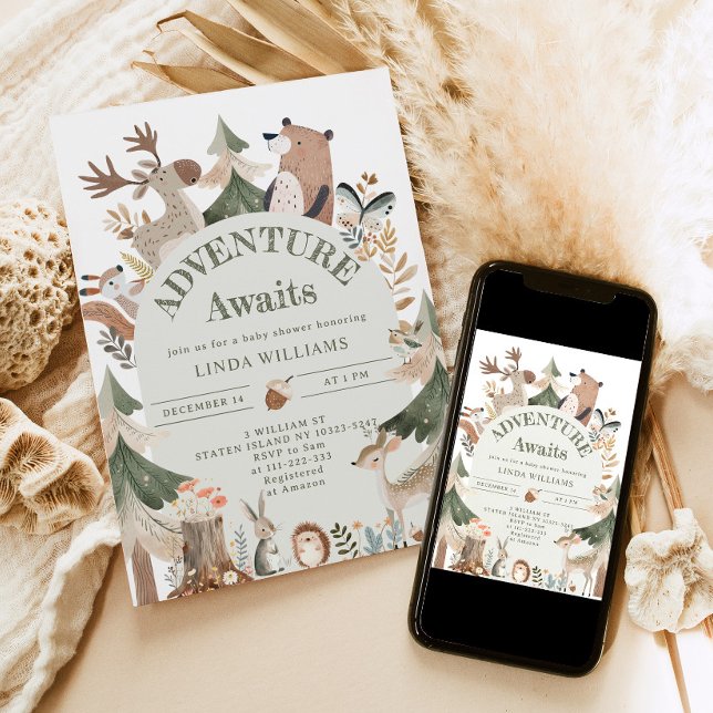 Invitación Aventura a los animales de Woodland Arch Baby Duch (Subido por el creador)