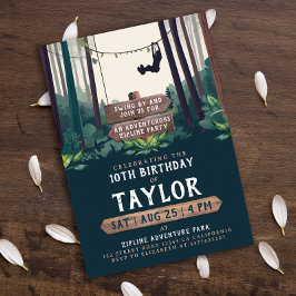 Invitación Aventura al aire libre con cumpleaños de bosque Zi