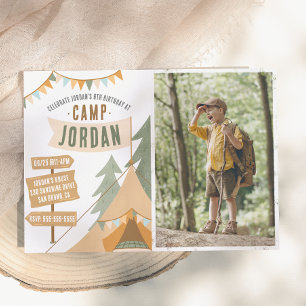 Invitación Aventura al Aire Libre de Camping Cumpleaños de Ni