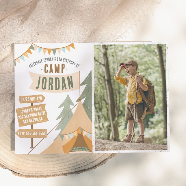 Invitación Aventura al Aire Libre de Camping Cumpleaños de Ni (Subido por el creador)