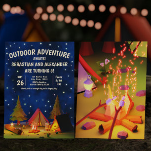 Invitación Aventura al aire libre de camping doble espera cum