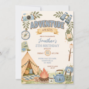 Invitación Aventura Azul Espera Cumpleaños
