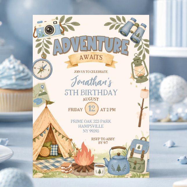 Invitación Aventura Azul Espera Cumpleaños (Subido por el creador)