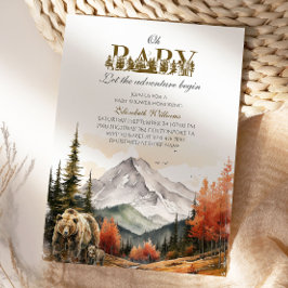 Invitación Aventura Bosque Oh Baby Montaña Oso Bebé 