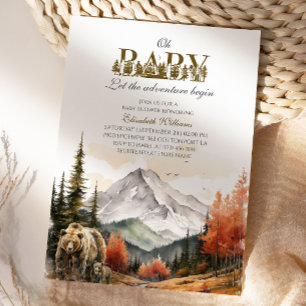 Invitación Aventura Bosque Oh Baby Montaña Oso Bebé