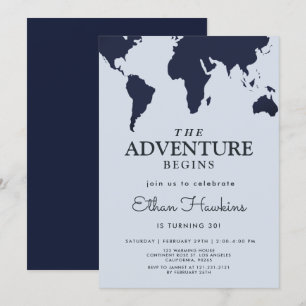 Invitación Aventura comienza Birthday World Travel Map Explor