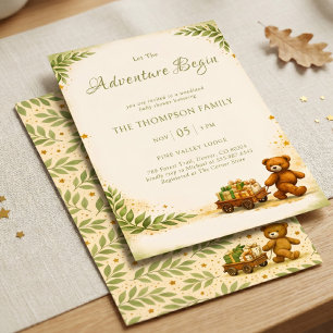 Invitación Aventura Comienza Bosque Oso Salvia Verdor