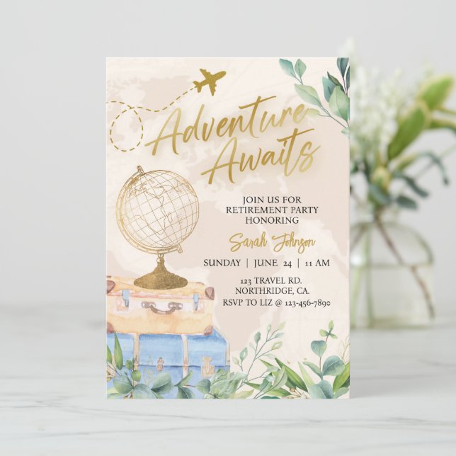 Invitación Aventura, Cualquier Evento, Cumpleaños, Jubilación (Anverso de pie)
