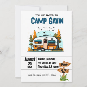 Invitación Aventura de acampada de cumpleaños para niños Fies