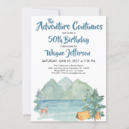 Invitación Aventura de acuarela de montaña rusa 50 cumpleaños