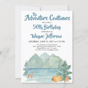 Invitación Aventura de acuarela de montaña rusa 50 cumpleaños